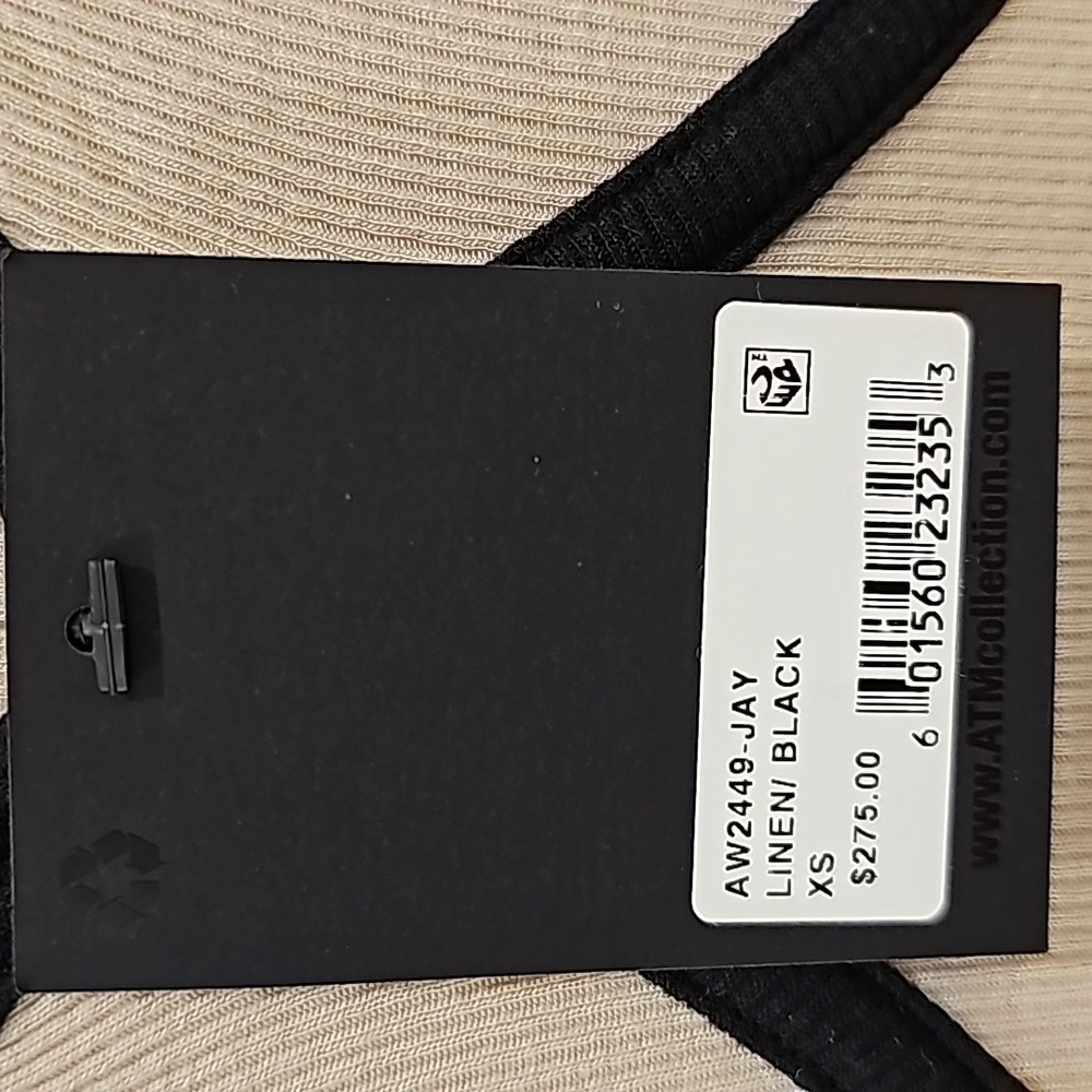 ATM Anthony Thomas Melillo Tan Modal Rib Cami Dress with Black Contrast Trim-XS - Picture 11 of 12